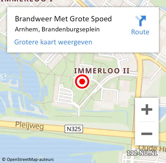 Locatie op kaart van de 112 melding: Brandweer Met Grote Spoed Naar Arnhem, Brandenburgseplein op 24 augustus 2023 05:51