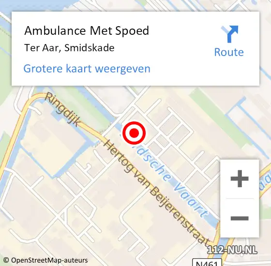 Locatie op kaart van de 112 melding: Ambulance Met Spoed Naar Ter Aar, Smidskade op 24 augustus 2023 06:10