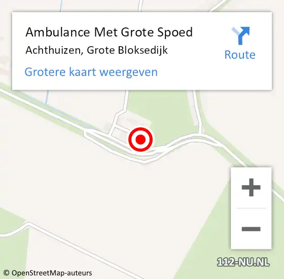 Locatie op kaart van de 112 melding: Ambulance Met Grote Spoed Naar Achthuizen, Grote Bloksedijk op 24 augustus 2023 06:30