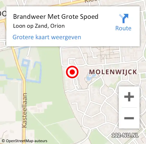 Locatie op kaart van de 112 melding: Brandweer Met Grote Spoed Naar Loon op Zand, Orion op 5 september 2014 17:41