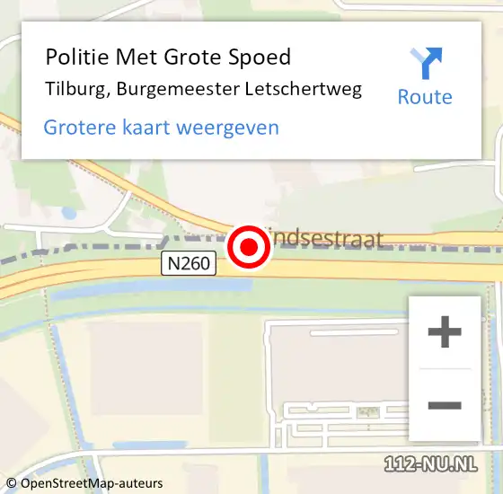 Locatie op kaart van de 112 melding: Politie Met Grote Spoed Naar Tilburg, Burgemeester Letschertweg op 24 augustus 2023 06:58