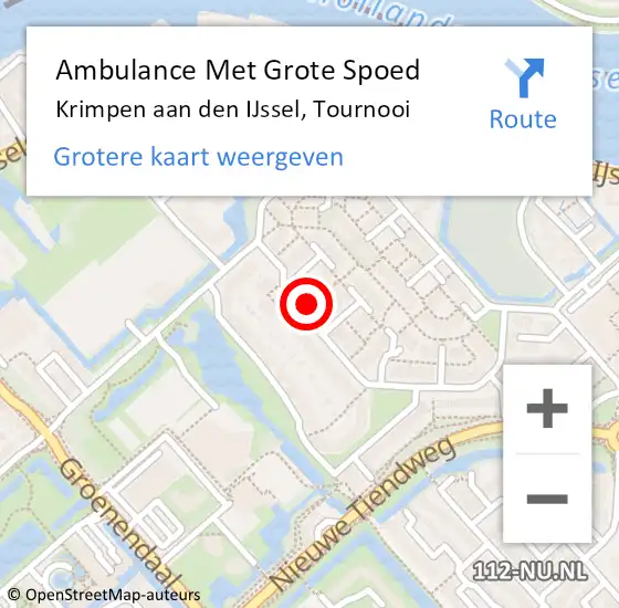 Locatie op kaart van de 112 melding: Ambulance Met Grote Spoed Naar Krimpen aan den IJssel, Tournooi op 24 augustus 2023 07:19
