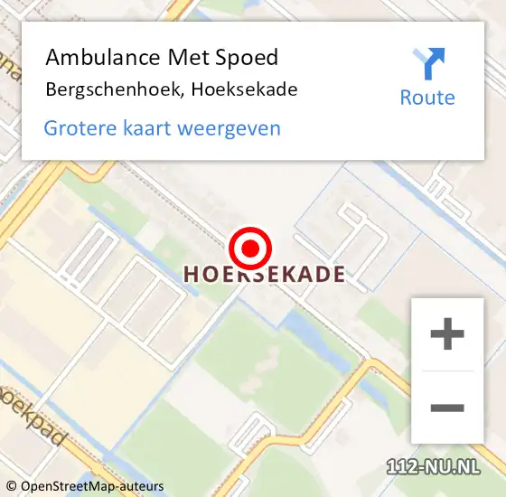 Locatie op kaart van de 112 melding: Ambulance Met Spoed Naar Bergschenhoek, Hoeksekade op 24 augustus 2023 08:15