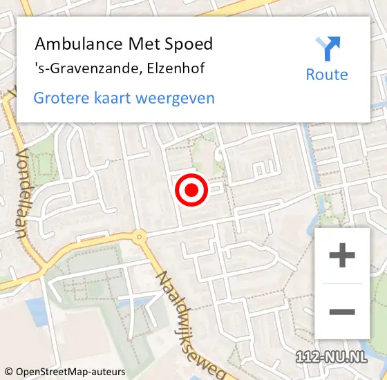 Locatie op kaart van de 112 melding: Ambulance Met Spoed Naar 's-Gravenzande, Elzenhof op 24 augustus 2023 08:16