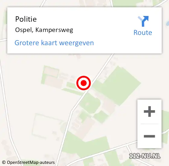Locatie op kaart van de 112 melding: Politie Ospel, Kampersweg op 24 augustus 2023 08:50