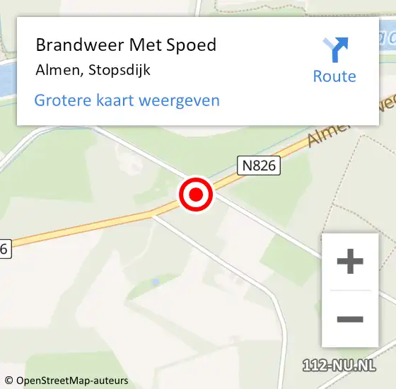 Locatie op kaart van de 112 melding: Brandweer Met Spoed Naar Almen, Stopsdijk op 13 oktober 2013 16:58