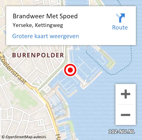 Locatie op kaart van de 112 melding: Brandweer Met Spoed Naar Yerseke, Kettingweg op 24 augustus 2023 09:03