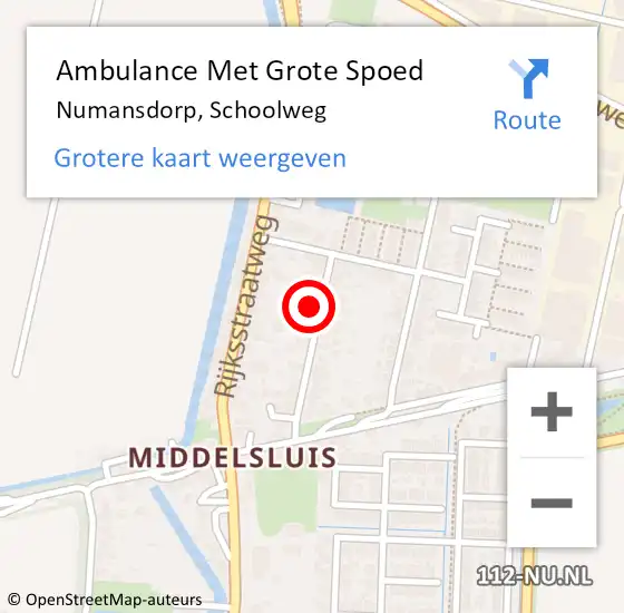 Locatie op kaart van de 112 melding: Ambulance Met Grote Spoed Naar Numansdorp, Schoolweg op 24 augustus 2023 09:45