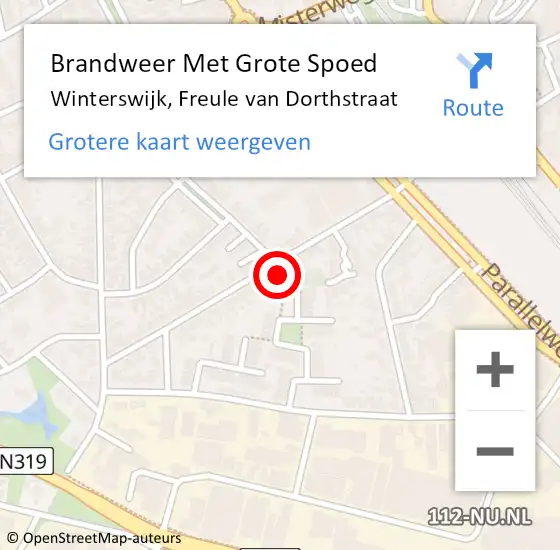 Locatie op kaart van de 112 melding: Brandweer Met Grote Spoed Naar Winterswijk, Freule van Dorthstraat op 24 augustus 2023 09:50