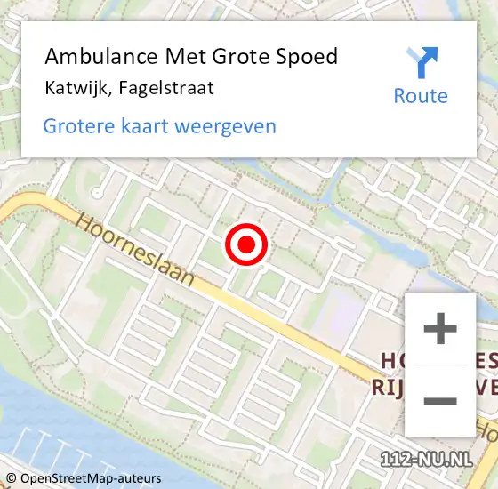 Locatie op kaart van de 112 melding: Ambulance Met Grote Spoed Naar Katwijk, Fagelstraat op 24 augustus 2023 09:56