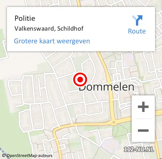 Locatie op kaart van de 112 melding: Politie Valkenswaard, Schildhof op 24 augustus 2023 10:40