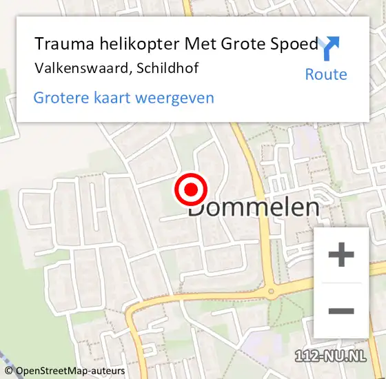 Locatie op kaart van de 112 melding: Trauma helikopter Met Grote Spoed Naar Valkenswaard, Schildhof op 24 augustus 2023 10:42