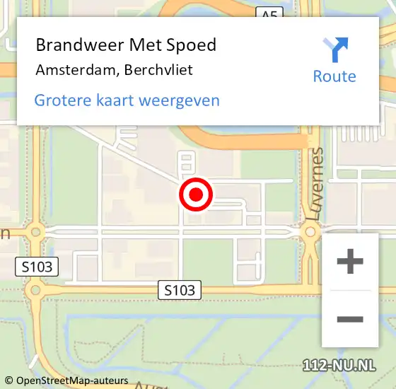 Locatie op kaart van de 112 melding: Brandweer Met Spoed Naar Amsterdam, Berchvliet op 24 augustus 2023 10:45