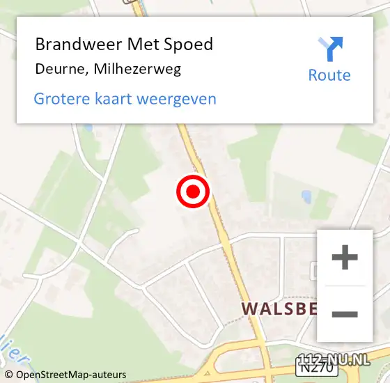 Locatie op kaart van de 112 melding: Brandweer Met Spoed Naar Deurne, Milhezerweg op 24 augustus 2023 10:49