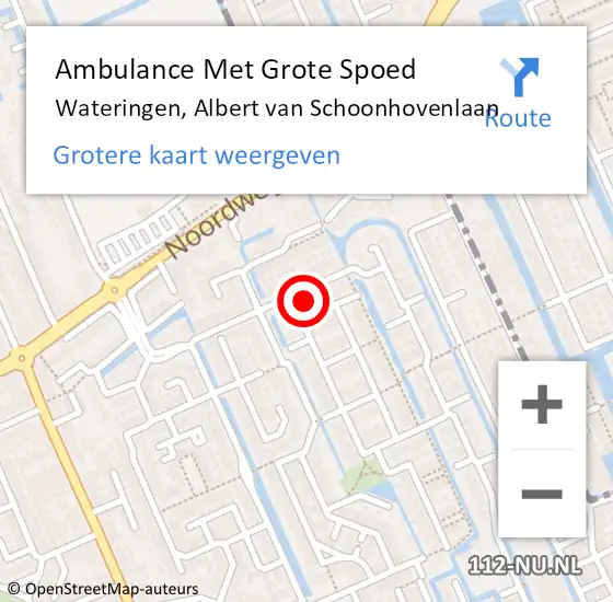 Locatie op kaart van de 112 melding: Ambulance Met Grote Spoed Naar Wateringen, Albert van Schoonhovenlaan op 24 augustus 2023 11:04