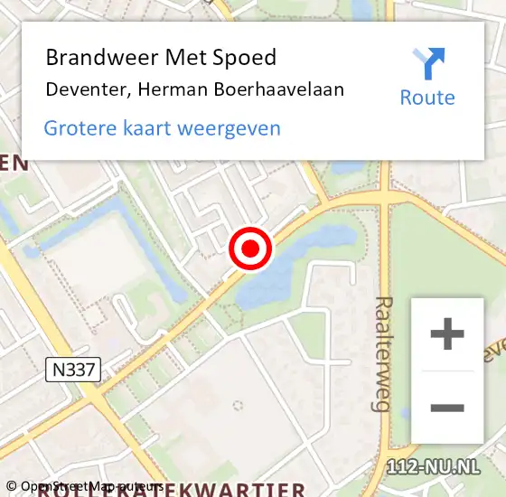 Locatie op kaart van de 112 melding: Brandweer Met Spoed Naar Deventer, Herman Boerhaavelaan op 24 augustus 2023 11:10