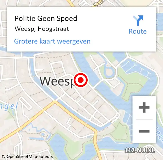 Locatie op kaart van de 112 melding: Politie Geen Spoed Naar Weesp, Hoogstraat op 24 augustus 2023 11:14