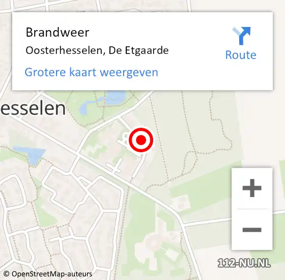 Locatie op kaart van de 112 melding: Brandweer Oosterhesselen, De Etgaarde op 5 september 2014 18:16