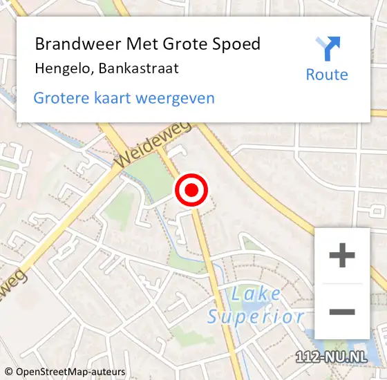 Locatie op kaart van de 112 melding: Brandweer Met Grote Spoed Naar Hengelo, Bankastraat op 24 augustus 2023 11:30