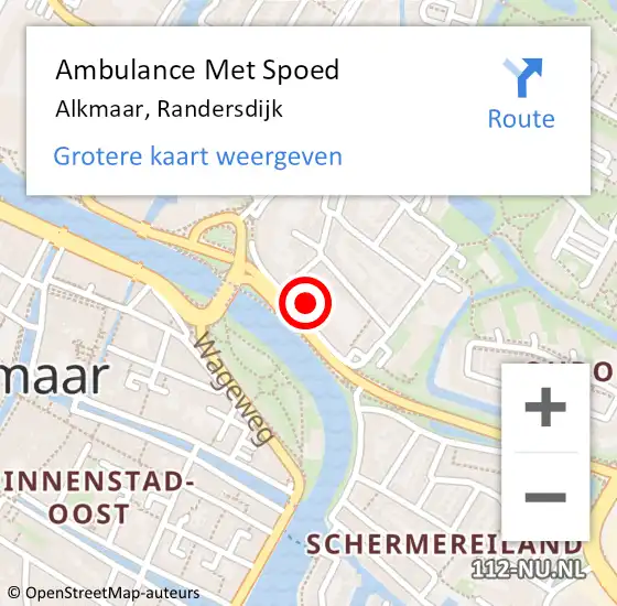 Locatie op kaart van de 112 melding: Ambulance Met Spoed Naar Alkmaar, Randersdijk op 24 augustus 2023 11:52