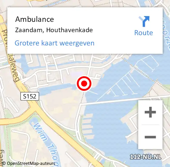 Locatie op kaart van de 112 melding: Ambulance Zaandam, Houthavenkade op 24 augustus 2023 11:58