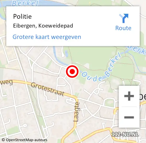 Locatie op kaart van de 112 melding: Politie Eibergen, Koeweidepad op 24 augustus 2023 12:04