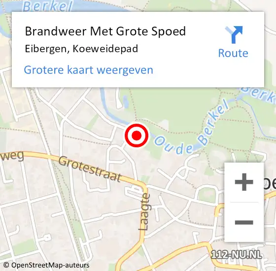 Locatie op kaart van de 112 melding: Brandweer Met Grote Spoed Naar Eibergen, Koeweidepad op 24 augustus 2023 12:04