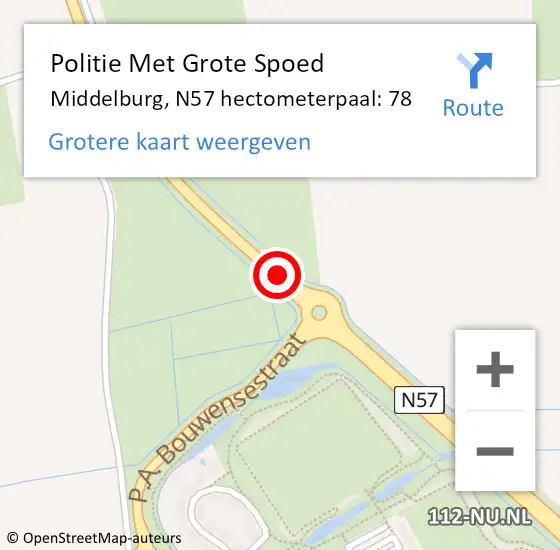 Locatie op kaart van de 112 melding: Politie Met Grote Spoed Naar Middelburg, N57 hectometerpaal: 78 op 24 augustus 2023 12:06