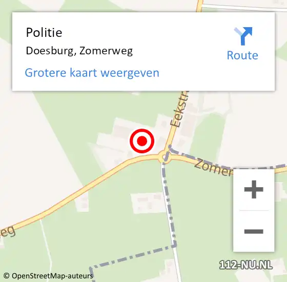 Locatie op kaart van de 112 melding: Politie Doesburg, Zomerweg op 24 augustus 2023 12:19