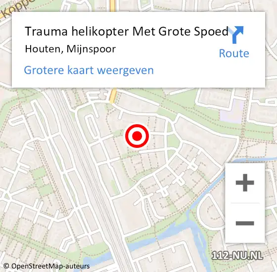 Locatie op kaart van de 112 melding: Trauma helikopter Met Grote Spoed Naar Houten, Mijnspoor op 24 augustus 2023 12:22