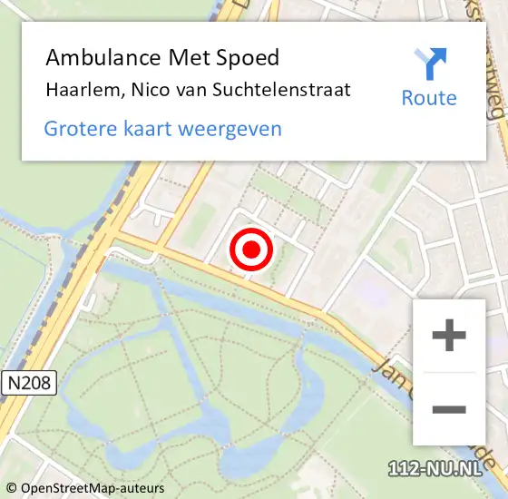 Locatie op kaart van de 112 melding: Ambulance Met Spoed Naar Haarlem, Nico van Suchtelenstraat op 24 augustus 2023 12:34