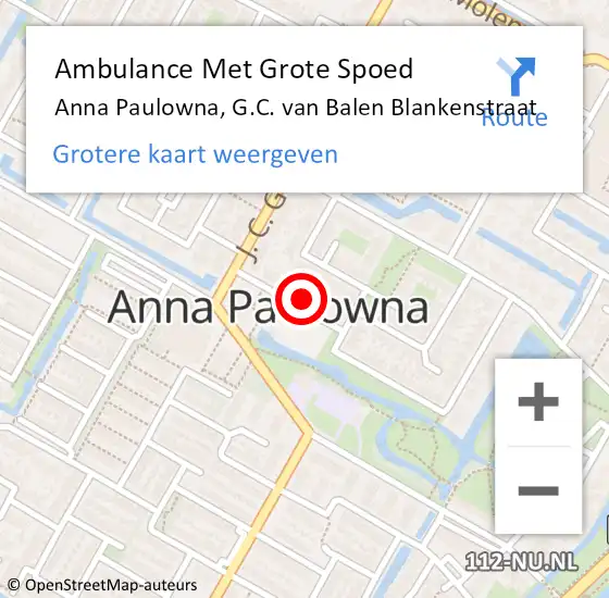 Locatie op kaart van de 112 melding: Ambulance Met Grote Spoed Naar Anna Paulowna, G.C. van Balen Blankenstraat op 24 augustus 2023 12:57