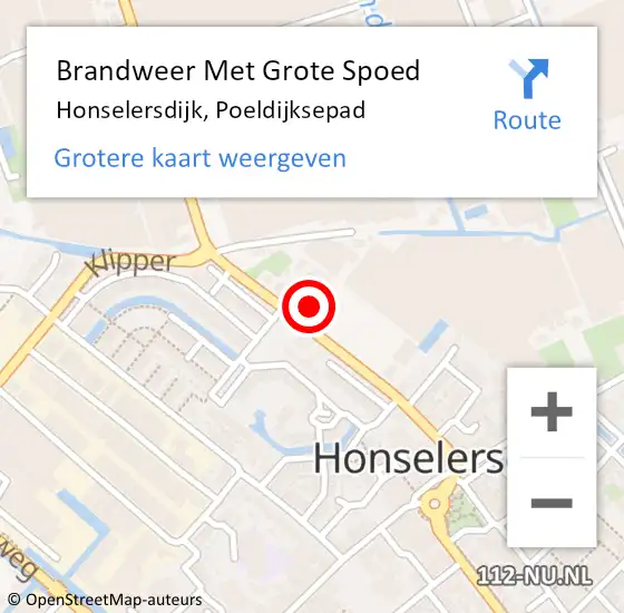 Locatie op kaart van de 112 melding: Brandweer Met Grote Spoed Naar Honselersdijk, Poeldijksepad op 24 augustus 2023 13:00