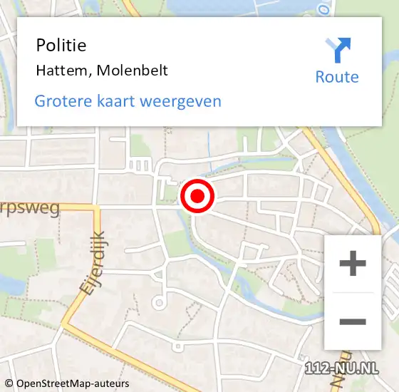 Locatie op kaart van de 112 melding: Politie Hattem, Molenbelt op 24 augustus 2023 13:08
