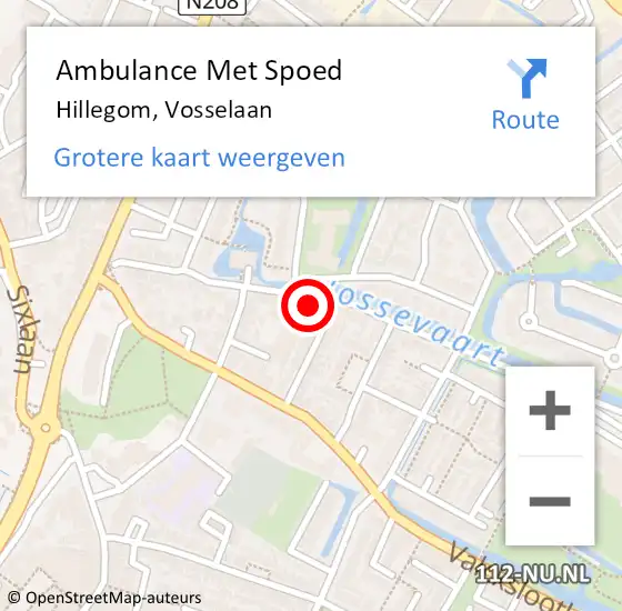 Locatie op kaart van de 112 melding: Ambulance Met Spoed Naar Hillegom, Vosselaan op 24 augustus 2023 13:11