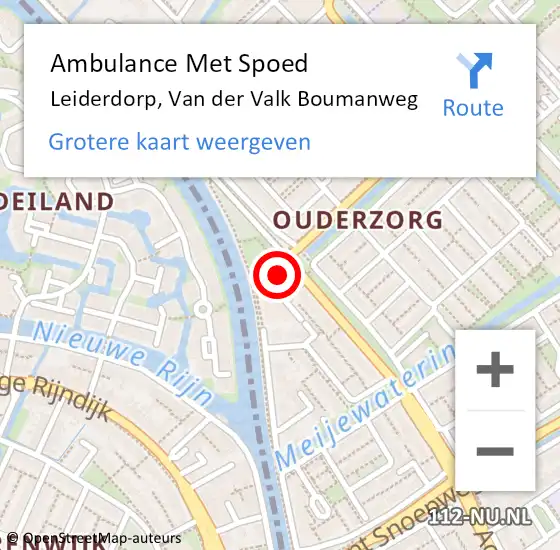 Locatie op kaart van de 112 melding: Ambulance Met Spoed Naar Leiderdorp, Van der Valk Boumanweg op 24 augustus 2023 13:38