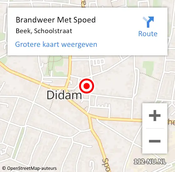 Locatie op kaart van de 112 melding: Brandweer Met Spoed Naar Beek, Schoolstraat op 24 augustus 2023 13:46