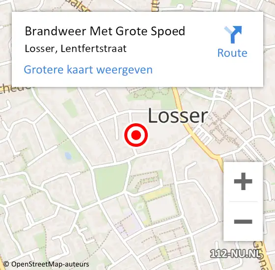 Locatie op kaart van de 112 melding: Brandweer Met Grote Spoed Naar Losser, Lentfertstraat op 24 augustus 2023 14:13