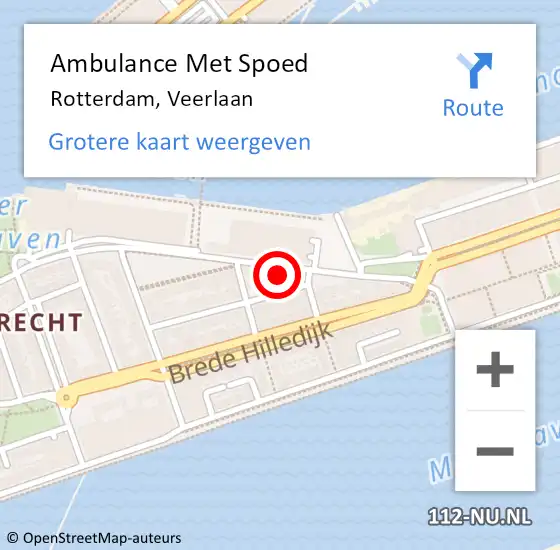 Locatie op kaart van de 112 melding: Ambulance Met Spoed Naar Rotterdam, Veerlaan op 24 augustus 2023 14:21