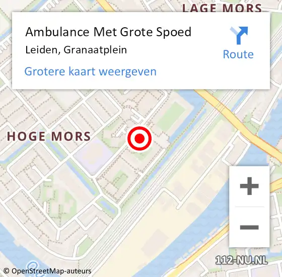 Locatie op kaart van de 112 melding: Ambulance Met Grote Spoed Naar Leiden, Granaatplein op 24 augustus 2023 14:31