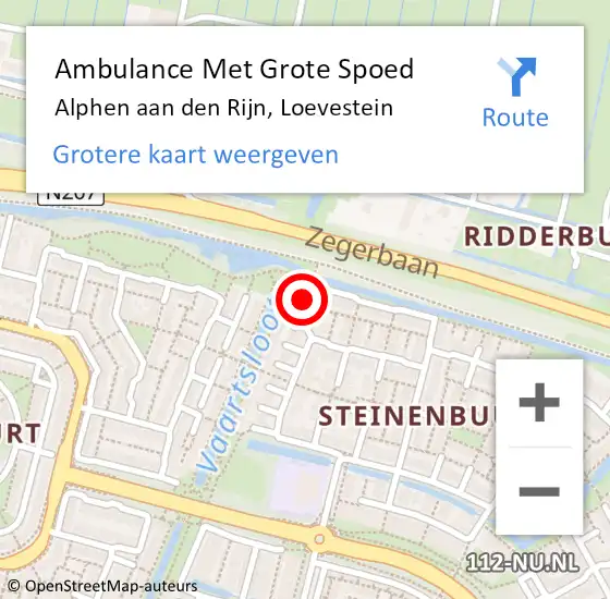 Locatie op kaart van de 112 melding: Ambulance Met Grote Spoed Naar Alphen aan den Rijn, Loevestein op 24 augustus 2023 14:48