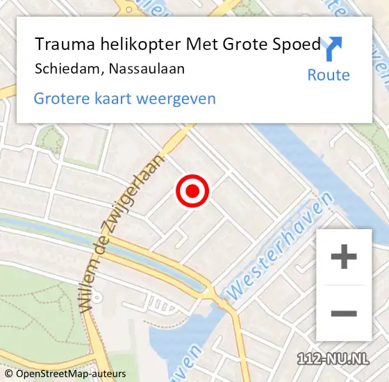 Locatie op kaart van de 112 melding: Trauma helikopter Met Grote Spoed Naar Schiedam, Nassaulaan op 24 augustus 2023 15:45