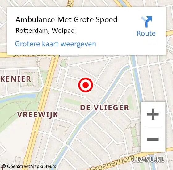 Locatie op kaart van de 112 melding: Ambulance Met Grote Spoed Naar Rotterdam, Weipad op 24 augustus 2023 15:49