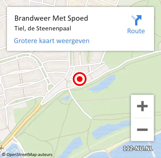 Locatie op kaart van de 112 melding: Brandweer Met Spoed Naar Tiel, de Steenenpaal op 24 augustus 2023 15:59