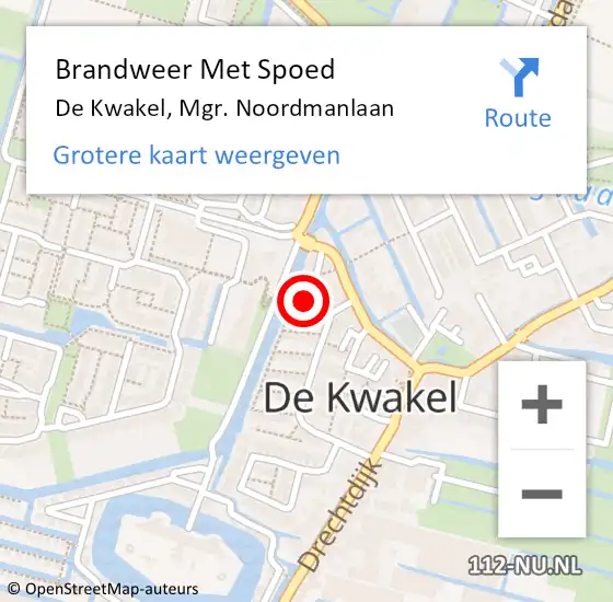 Locatie op kaart van de 112 melding: Brandweer Met Spoed Naar De Kwakel, Mgr. Noordmanlaan op 24 augustus 2023 16:13