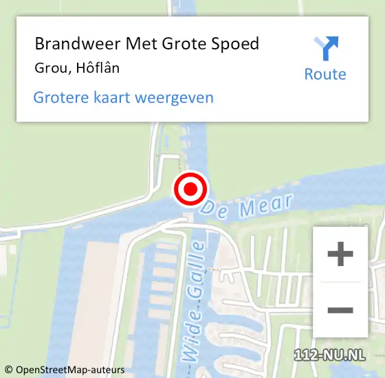 Locatie op kaart van de 112 melding: Brandweer Met Grote Spoed Naar Grou, Hôflân op 24 augustus 2023 16:24