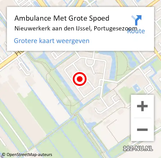 Locatie op kaart van de 112 melding: Ambulance Met Grote Spoed Naar Nieuwerkerk aan den IJssel, Portugesezoom op 24 augustus 2023 16:37