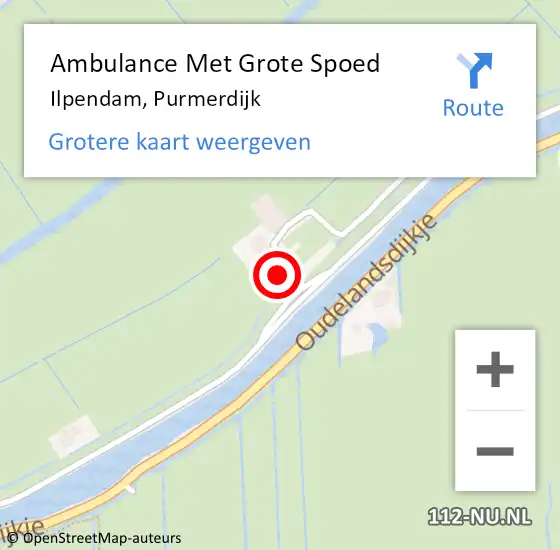 Locatie op kaart van de 112 melding: Ambulance Met Grote Spoed Naar Ilpendam, Purmerdijk op 24 augustus 2023 16:52