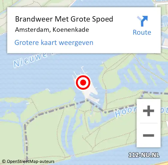 Locatie op kaart van de 112 melding: Brandweer Met Grote Spoed Naar Amsterdam, Koenenkade op 24 augustus 2023 17:27