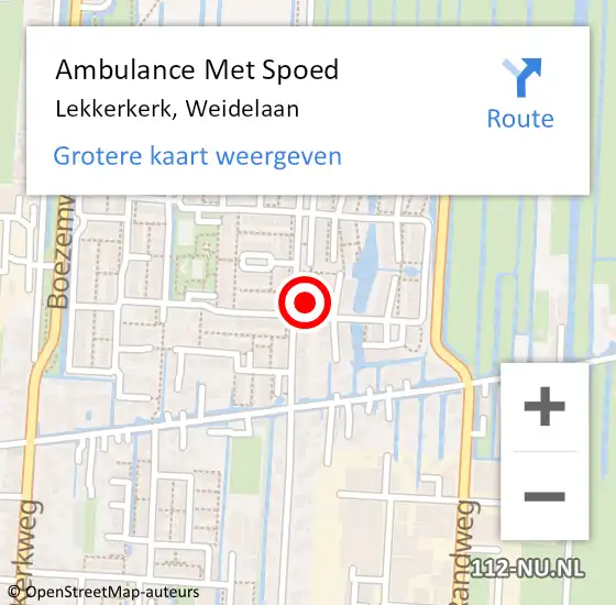 Locatie op kaart van de 112 melding: Ambulance Met Spoed Naar Lekkerkerk, Weidelaan op 24 augustus 2023 17:34